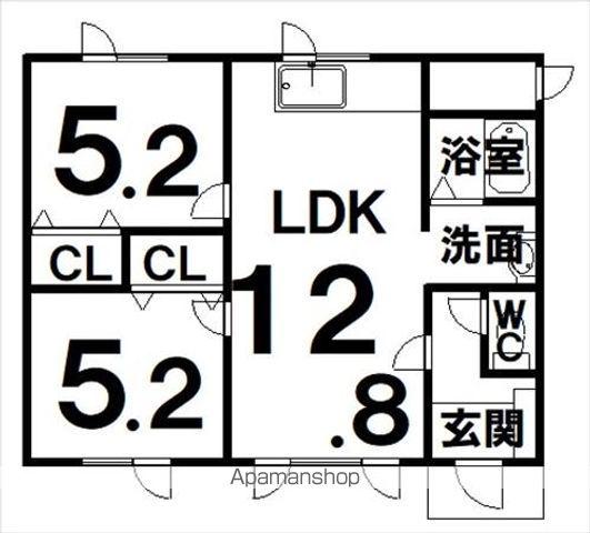 根室本線 帯広駅 バス乗車時間：19分 弥生通西６条バス停で下車 徒歩2分 1階建 築24年(2LDK)の間取り写真