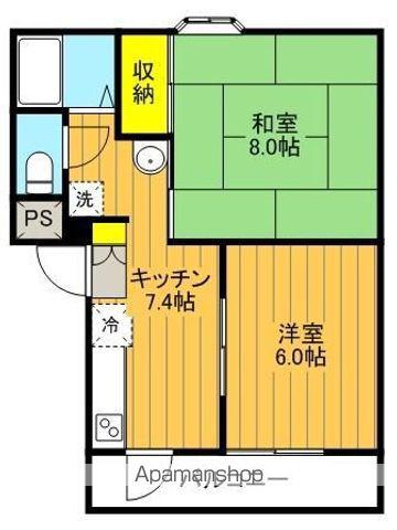 ヴェルドール長者(2K/2階)の間取り写真