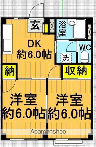 コスモスハイツⅠ(2DK/2階)の間取り写真