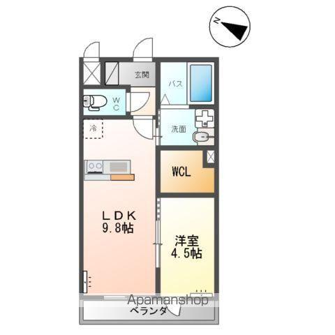 OLIVE(1LDK/2階)の間取り写真