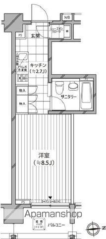 カスタリア麻布十番七面坂(ワンルーム/6階)の間取り写真
