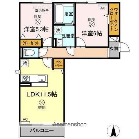 ディア・べルジュⅡ(2LDK/3階)の間取り写真