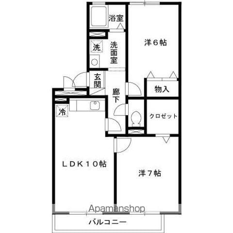 マンションタケイシ(2LDK/2階)の間取り写真