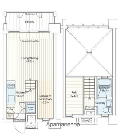 ドゥーエ新丸子(ワンルーム/3階)の間取り写真