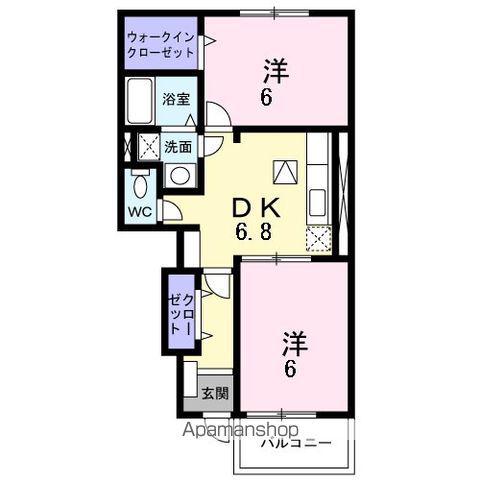 ルーチェ(2DK/1階)の間取り写真