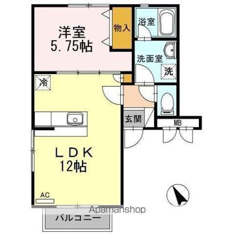 アールエムハイツ1(1LDK/1階)の間取り写真