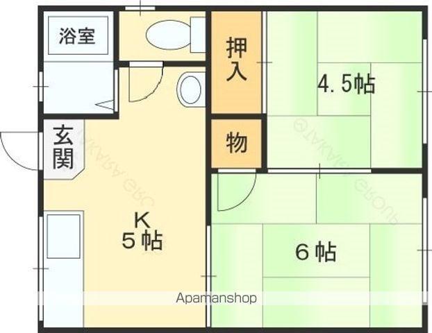 西ハイツ(2K/2階)の間取り写真