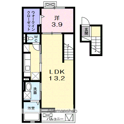 グランド ヒル壱番館(1LDK/4階)の間取り写真