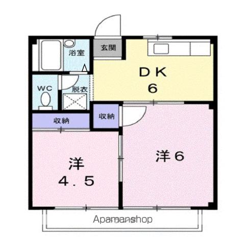 シティハイツ田辺(2DK/2階)の間取り写真