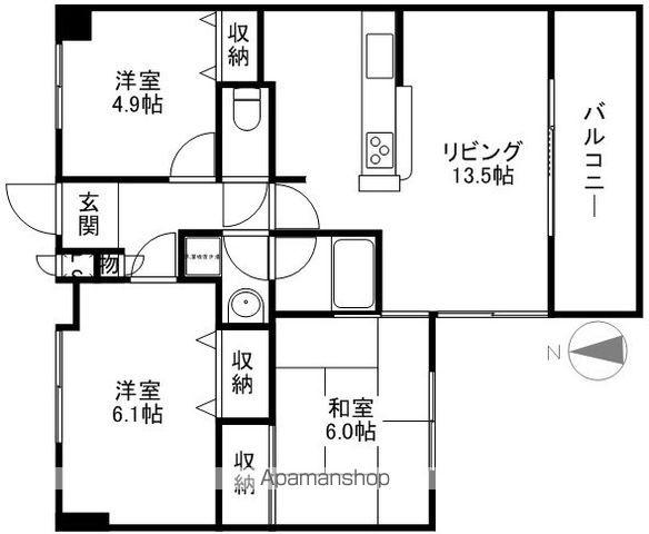 コスモ石山(3LDK/3階)の間取り写真