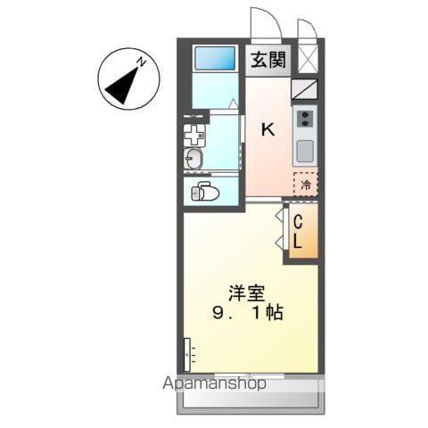 ラ・ルーフ(1K/2階)の間取り写真