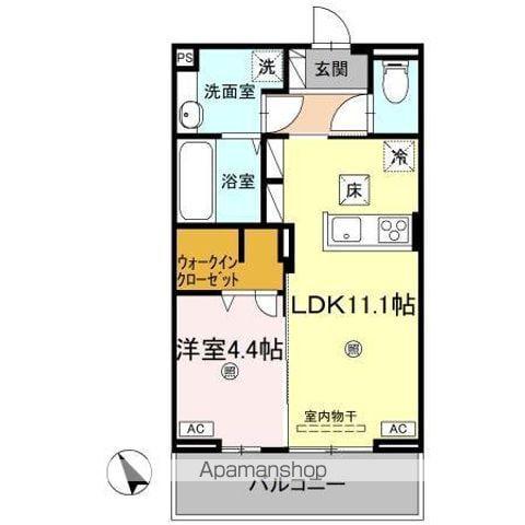 J.リヴェール高松西宝町 B棟(1LDK/1階)の間取り写真