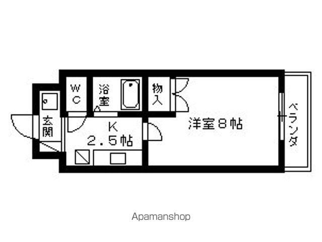 ラルース2(1K/2階)の間取り写真