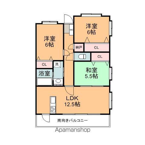 シェーン・ベルク安東(3LDK/3階)の間取り写真