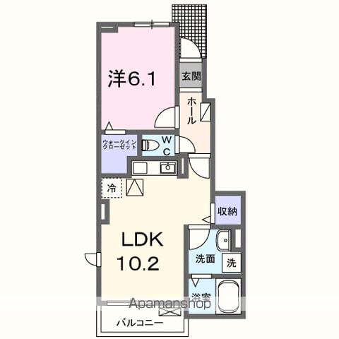 モンフル柏原 Ⅱ(1LDK/1階)の間取り写真
