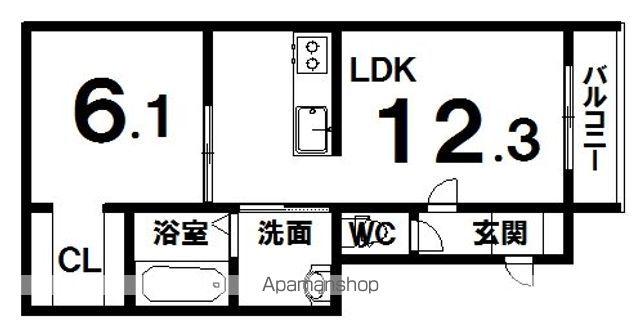 プラシード5(1LDK/1階)の間取り写真