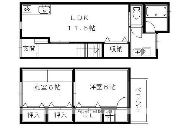 大枝西長町テラスハウス4ー23(2LDK)の間取り写真
