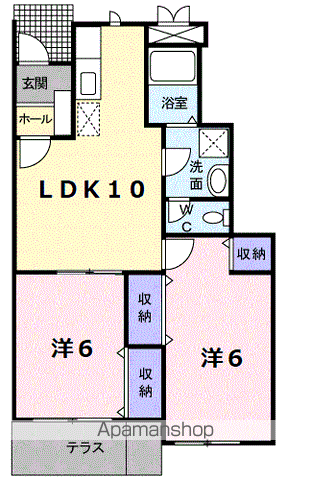 エスポワール(2LDK/1階)の間取り写真