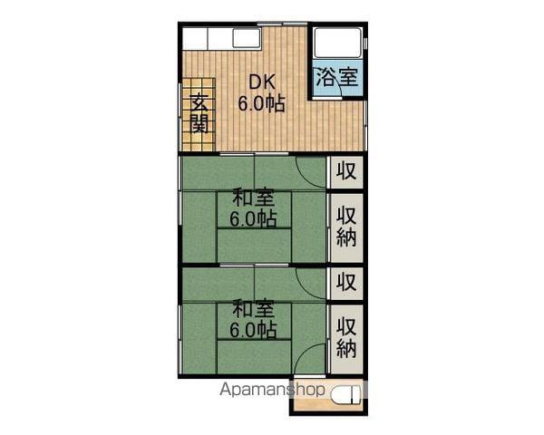 東海道本線 焼津駅 バス乗車時間：8分 小川港南バス停で下車 徒歩13分 1階建 築57年(2DK)の間取り写真