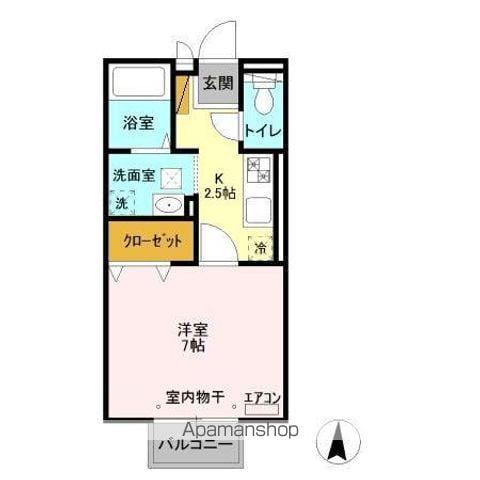 アピテプランシェ(1K/1階)の間取り写真