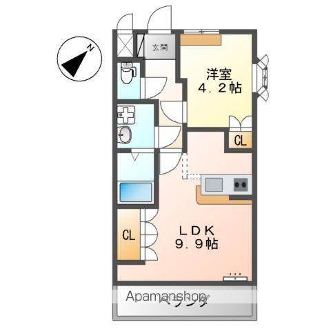 ヒールコートA&G(1LDK/1階)の間取り写真