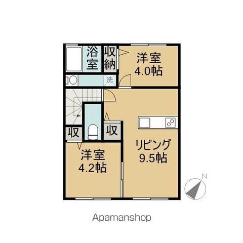 グランディール(2DK/2階)の間取り写真
