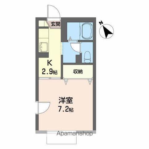 オーロハウスC(1K/1階)の間取り写真