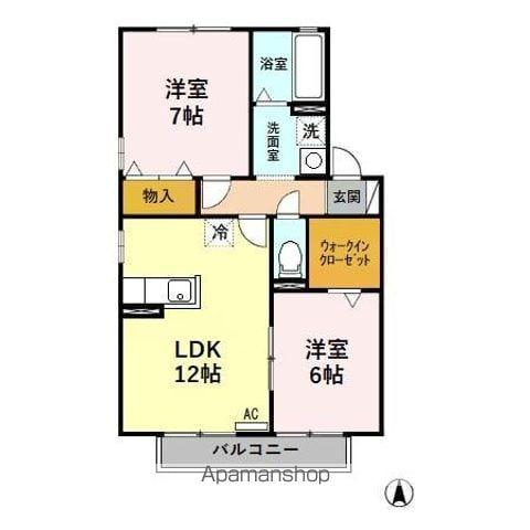 セジュールオリオンB(2LDK/2階)の間取り写真