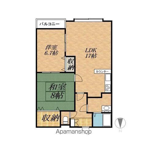 根室本線 帯広駅 バス乗車時間：14分 宝来バス停で下車 徒歩1分 4階建 築32年(2LDK/4階)の間取り写真