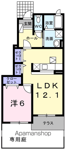 スタニングプレイスⅤ(1LDK/1階)の間取り写真