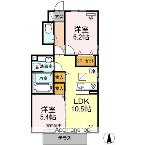 ラ・ルーチェ(2LDK/1階)の間取り写真