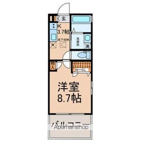 カーサ田代Ⅱ(1K/1階)の間取り写真