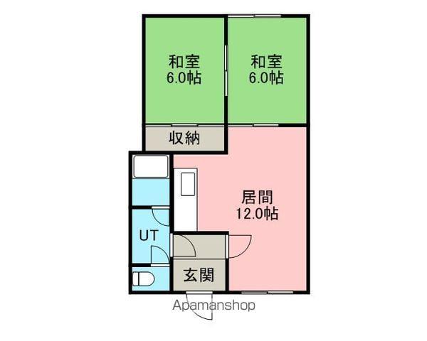 祝屋ハイツ2(2DK/1階)の間取り写真