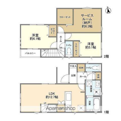 東武鉄道野田線 初石駅 徒歩10分 2階建 築2年(2SLDK)の間取り写真