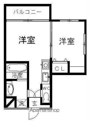 テック盛岡(1K/2階)の間取り写真