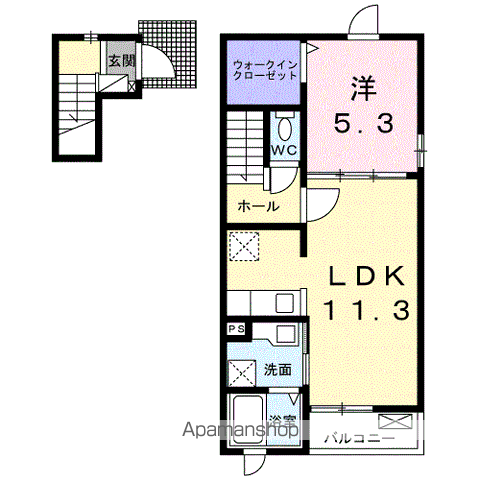 フローラ(1LDK/2階)の間取り写真