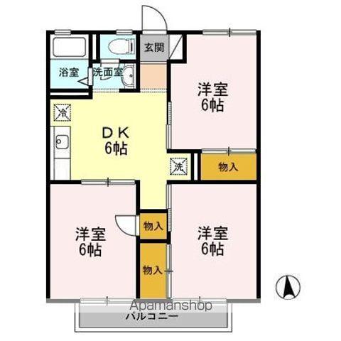 ハイツ御城 A(3DK/2階)の間取り写真