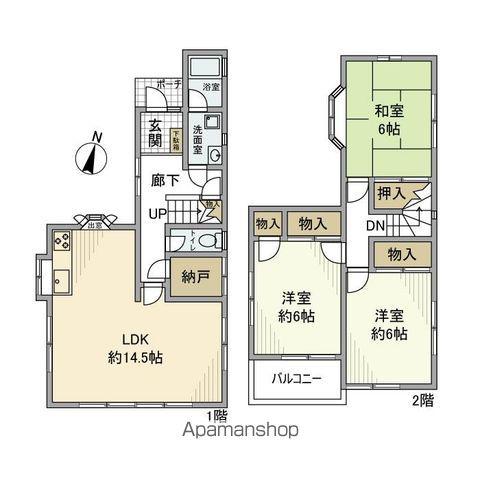 千代田・常磐緩行線 北小金駅 徒歩7分 2階建 築31年(3LDK)の間取り写真
