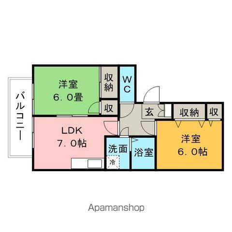 レイクヒルKASA(1LDK/2階)の間取り写真