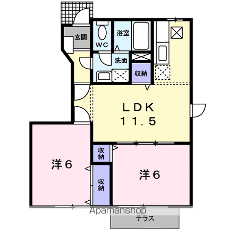 プラスペラティD(2LDK/1階)の間取り写真