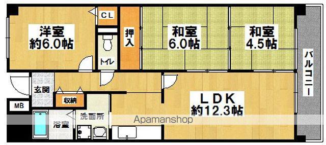 ボナージュ石橋(3LDK/4階)の間取り写真