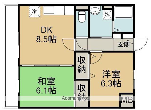 鶴ヶ島新町ハイツ(2DK/1階)の間取り写真