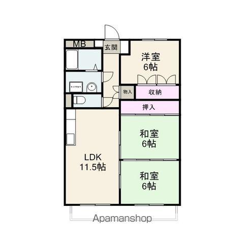 ヴェル・ドミール(3LDK/1階)の間取り写真