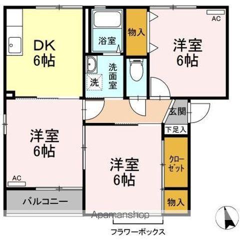 エスポワール B(3DK/2階)の間取り写真