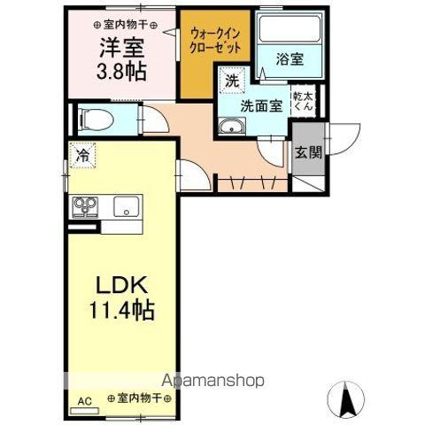 ノーブル スクエア B(1LDK/2階)の間取り写真