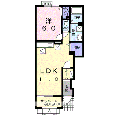 オーブトワ B(1LDK/1階)の間取り写真