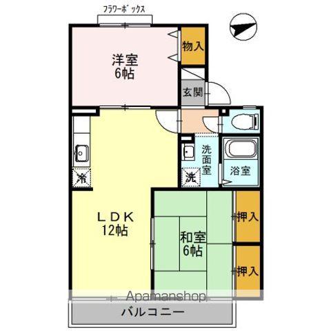 シャルマン平原 D棟(2LDK/1階)の間取り写真