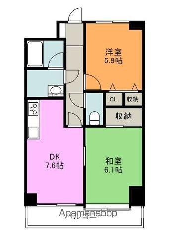 ダイアパレス松本大手 302(2DK/3階)の間取り写真