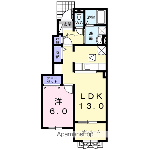 フィオーレ(1LDK/1階)の間取り写真