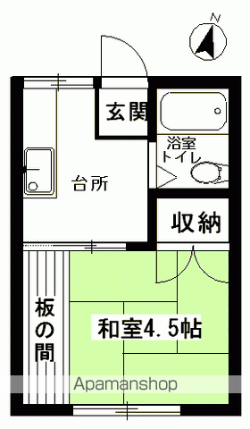 ハイムーン ヒルズ(1K/2階)の間取り写真